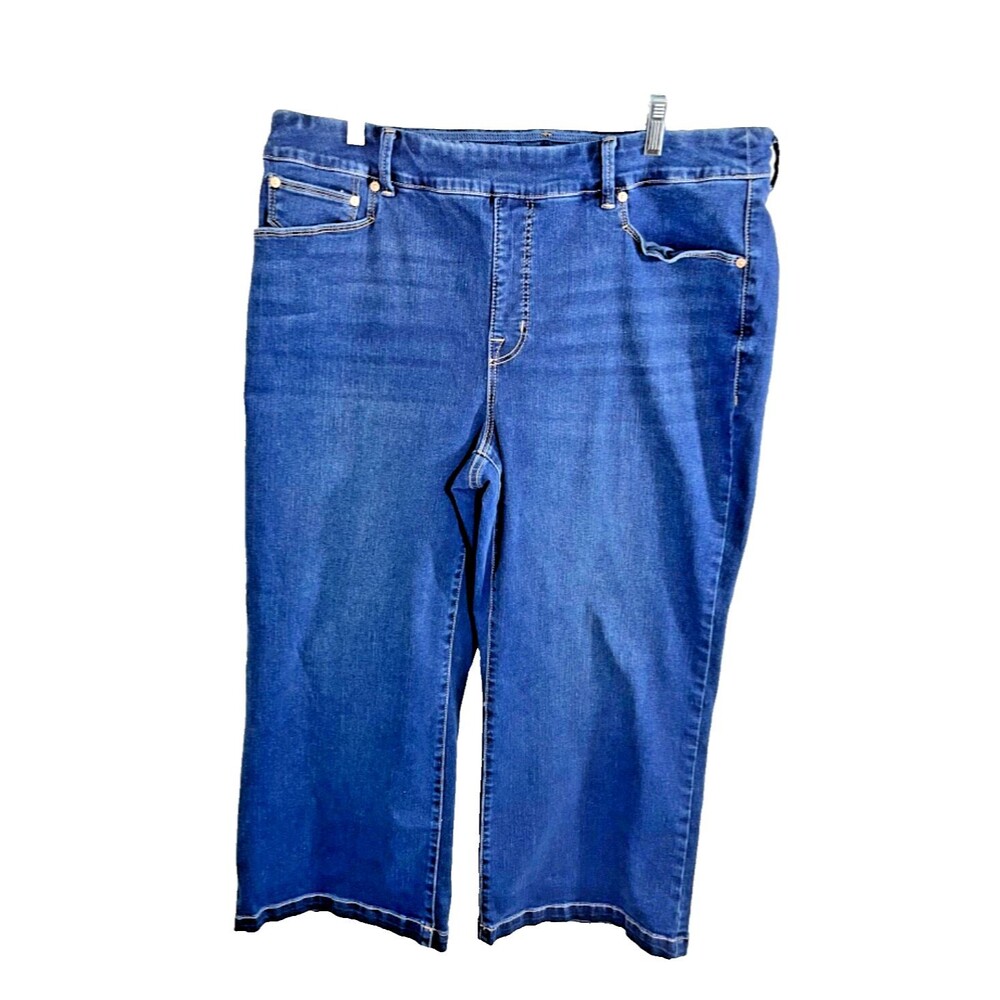 Seven 7, Wide Leg Capri Size 18 Cropped High Rise Blue Denim Jeans